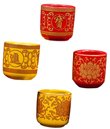 CIYODO 4piezas Taza De Suministro De Agua para Buda Cuenco De Agua Cerámico para Ofrendas Domésticas para Templos
