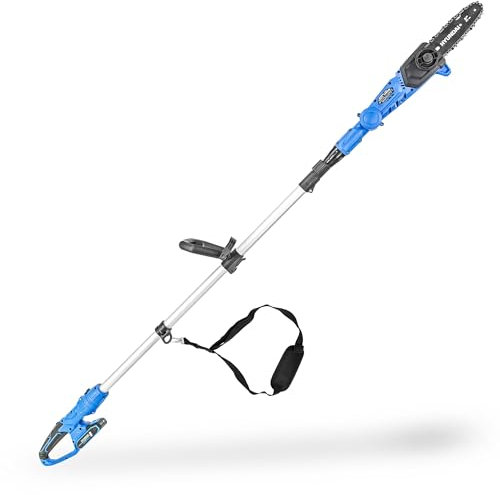 Hyundai 20V Cordless Pole Saw, 180mm Bar, 3.3m Reach, 2Ah Battery and Charger, Telescopic