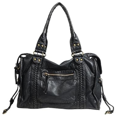 Bolso de Mano Vintage City Bag, Bolso de Mano de Mujer Vintage, Para Ocio, Trabajo y Compras (Negro)