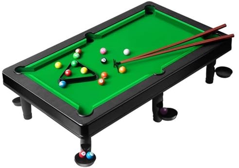 Jeorywoet Biljardbord för barn, mini biljardbord roligt set litet bärbart spel med 2 pinnar, 11 bollar och triangel för resefest