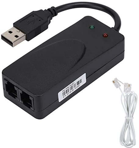 Módem de fax Externo USB 2.0, módem Acceso telefónico 56 K con Puerto Dual (USB y RJ11) Plug and Play para 10/8/7/admite envío y recepción de faxes Internet telefónico