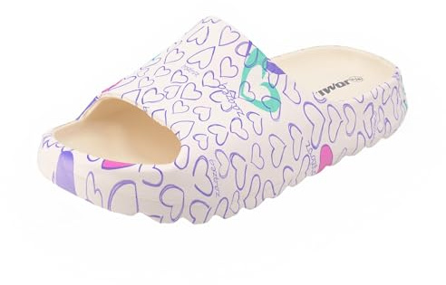 JOMIX Ciabatte Donna Estive da Spiaggia Pantofole Nuvola con Cuori Morbide Antiscivolo per Doccia e Piscina Sandali da Bagno Leggeri in EVA per Mare e Tempo Libero WES250456, Viola, 36-37 EU