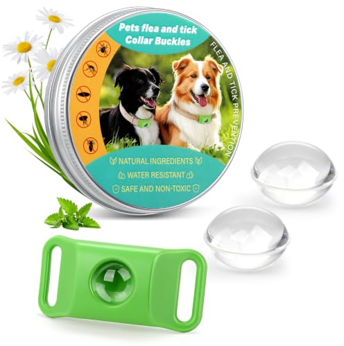 Flea Collar Pendant for Dogs, Plant-Based Flea & Tick Collar Tags with Peppermint & Chamomile Oil, Clip-On Dog Pendant for Daily Outdoor Care, Lightweight Water-Resistant Flea and Tick