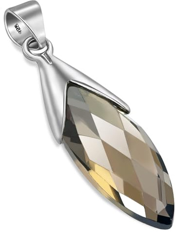 Unique ciondolo per la collane naturele Quarzo fumo 8.4 ct in argento 925 stile liberty forma di goccia qualità come gioielliere