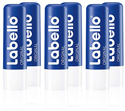 Labello Original Lip Balm Pack of 6 (6 x 4.8 g) for Naturally Beautiful Lips, Without Mineral Oils, Protects Against Dehydration