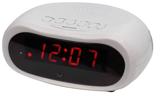 MAJESTIC SVE 232 – Sveglia digitale display LED 0.6” con luminosità regolabile, Alimentazione AC 220-240V/50Hz, bianca
