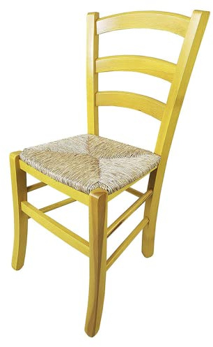 ZStyle Sedia Venezia Legno Colorata Ristorante Agriturismo Cucina Casa Paglia - Verde Blu Giallo Rosso (Giallo)
