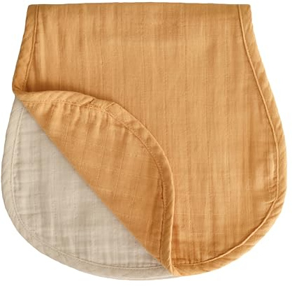 Mushie Dregglis Baby Burp Cloth | Inklusive: 2 x Dregglis | 100% ekologisk bomull | Förtvättad Premium Absorbent | (Fall Yellow/Fog)