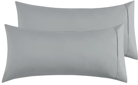 Funda de Almohada 100% Microfibra 50 x 90 cm, Juego de 2 Fundas Almohada Extra Suave Hipoalergénicas Transpirable Gris Claro