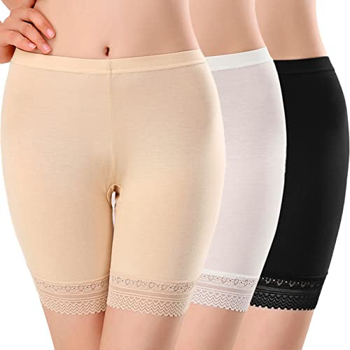 MIAHART 3 STÜCKE Damen Anti-Reibungs-Shorts Unterhosen für Frauen Schlupfshorts Unterrock Shorts Sicherheitshosen Unterwäsche Damen Leggings Kurz für Yoga Radfahren Sport Unter Kleidern (M)