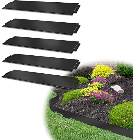 Aufun Lot de 15 bordures de pelouse - 100 x 15 cm - Bordure de parterre - 15 m - En métal - Noir