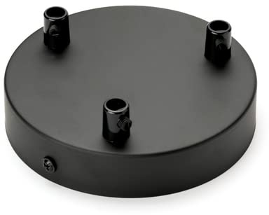 Abat-jour avec 3 sorties de câbles de Ø 120 mm, plafonnier pour suspension, métal, noir