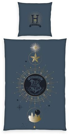 Herding Bettwäsche Harry Potter, Kopfkissenbezug 80 x 80 cm mit Wende-Motiv, Bettbezug 135 x 200 cm, Mit Knopfleiste, 100% Baumwolle/Renforcé, Black