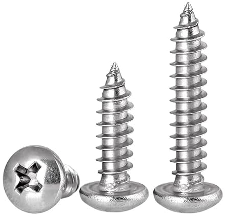 FandWay 125Pcs Self Tapping Screws 304 Stainless Steel,M3 Small Wood Screws Kit,Round Head Self Drilling Screw,Pan Head Sheet Metal Screw Phillips Drive for DIY WoodWork Repairs.