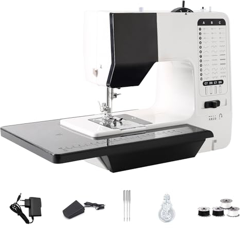 Dekaim 12 Näh Mini Nähmaschine, Mini Nähmaschine, elektrische Doppelfaden Nähmaschine, mit Verlängerungstisch EU