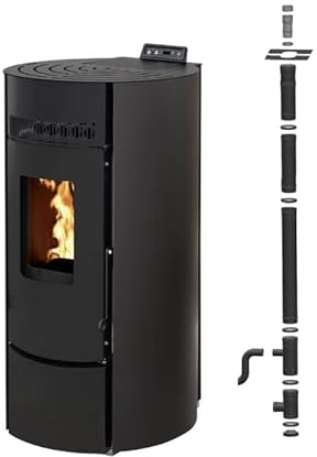 Pack Poêle à granules Interstoves LEANDRO 9 Etanche + Kit Conduit Vertical 80/125 -