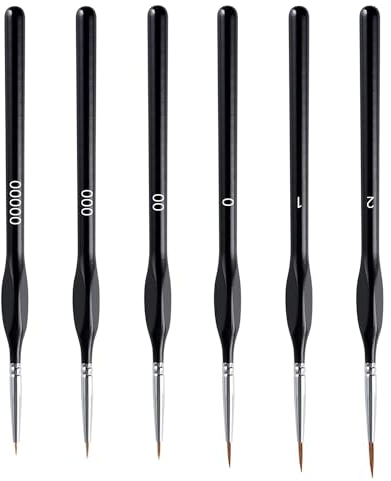SHUBEIEUMI 6 Piezas Pinceles de Detalle para Pintura, Juego Profesional de Detalle Fino para Artistas, Pinceles Finos para Artistas para Pintar, Acrílico, Acuarela, Óleo, Modelo, Miniatura