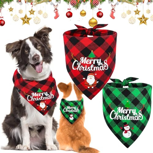 2 Pièces Bandana Noël pour Chien, Accessoire Noel pour Animaux, Triangle Bavoirs Foulard, Cadeau de Noël pour Petits Grands Moyens Chiens