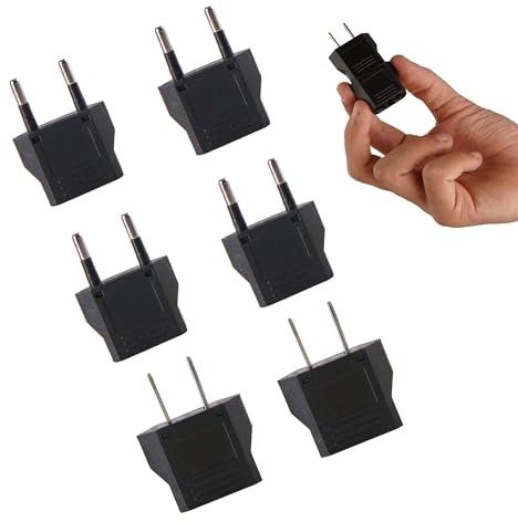 Lot de 6 adaptateurs de prise européenne Adaptateurs 6 A 110/250 V de voyage en Europe, Chine, Italie, France, Allemagne, Espagne (Noir)