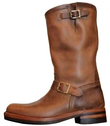 tinetill Bottes et Boots Homme Vintage Western Cowboy Bottes Décontracté Équitation Moto Bottes en Plein Air Mode sans Lacet Chaussures Équestres