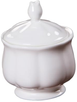 TOPBATHY Sucrier En CéRamique Blanche 180Ml Avec Couvercle Pot De Sucre IdéAl Pour Café Et Bonbons RéCipient De Stockage ÉLéGant