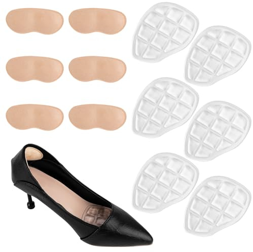 Framendino, Paquete de 12 almohadillas metatarsianas con inserciones de cojín en el talón, alivio del dolor durante todo el día y comodidad para zapatos, 2 colores., 12 Pack