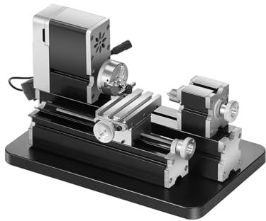 VEVOR 36 W Mini Torno de Metal Didáctico Velocidad de 20.000 RPM Torno de Metal Eléctrico con Mandril de 3 Mordazas Volante de Aleación de Aluminio, para Procesar Metales Blandos, Madera, Plásticos