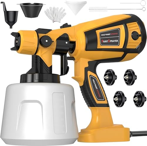LeCao Paint Sprayer, 850W High Power Electric Paint Spray Gun, Fence Paint Sprayer with 1400ml Detachable Cup, 4 Nozzles & 3 Patterns, Perfect for Sheds, Walls, Ceilings, Furniture, Cabinets, Garden