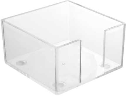 perfeclan Note Block, Acrylic Sticky Notes Holder, Memo Pad Dispenser Holder, Transparent Self Sticky Notepad Holder Case, Memo Cube Box, Note Dispenser for Office School 3x3 Notepads Work