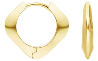 KnSam Orecchini a cerchio in oro giallo 18 carati Au750, con geometria, stile Liberty, 18 carati