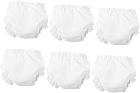 Mikikit Lot de 6 Culottes Blanches pour Poupées 10 Pouces, Couches Réutilisables en Tissu Doux, Vêtements de Poupée pour Jeu D'imitation et Éveil des Garçon et Filles