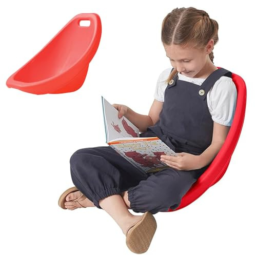Chaise à bascule sensorielle pour enfants autistes légère et portable empilable pour intérieur et extérieur en plastique avec support dorsal, rouge, max 134,7 kg