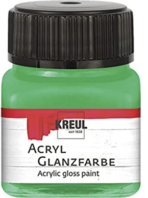 Kreul 79208 Peinture acrylique brillante, 20 ml de peinture acrylique verte, brillante et lisse pour la peinture et le bricolage, à base d'eau, sans rayure, séchage rapide et opaque.