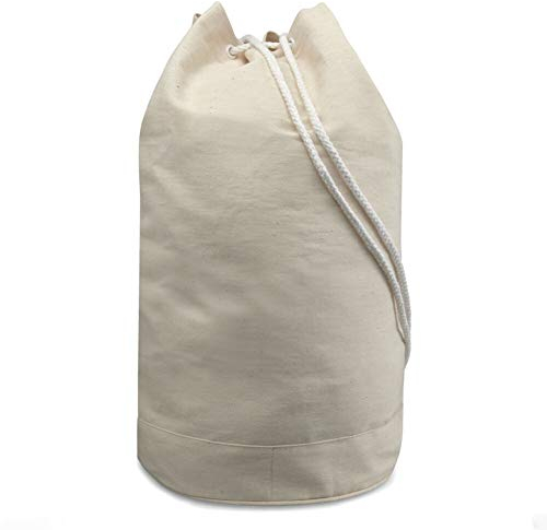 eBuyGB Seemannstasche aus Baumwollleinen, mit Kordelzug, beige, 28 cm, Beutel mit Kordelzug