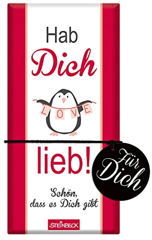 STEINBECK Liebe Geschenk-Schokolade 100g Tafel Hab Dich lieb Valentinstag verliebt Herzen Mitgebsel Jahrestag