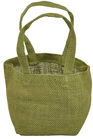 POSHNPRETTY Mini Burlap Jute Tote Bags - 6 Pack - 4 x 4 x 4 - Choose natural or moss (Moss)