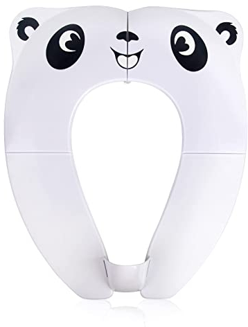 Pejoye Faltbarer Kinder Toilettensitz, Klappbarer Kinder Toilettentrainer für Unterwegs, Töpfchen WC Sitz Kleinkind Tragbar Reise WC Sitz Kleinkind Töpfchentrainer mit Aufbewahrungstüte, Weißer Panda