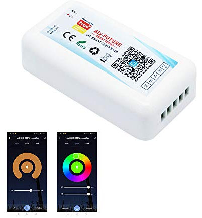 aixi-SHS WiFi RGBW Smart LED Controller Smart Life App Licht dimmbar kompatibel mit Amazon Alexa, Google Assistant (1 x Controller)
