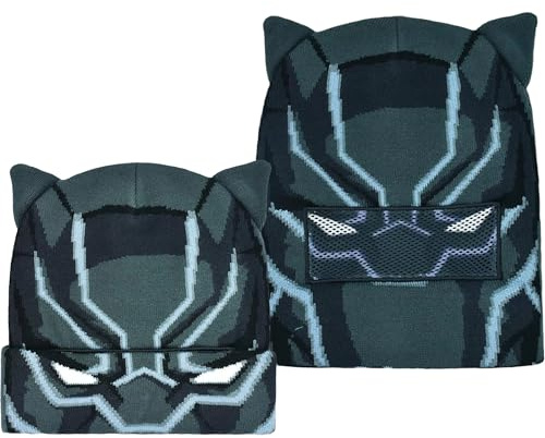 Marvel Black Panther Roll Down Cuff Beanie Mütze, Schwarz, Einheitsgröße