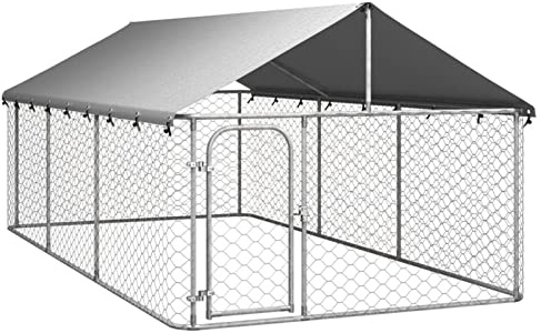 Tidyard Outdoor Dog Kennel with Roof 400x200x150 cm Pet supplies Model171499