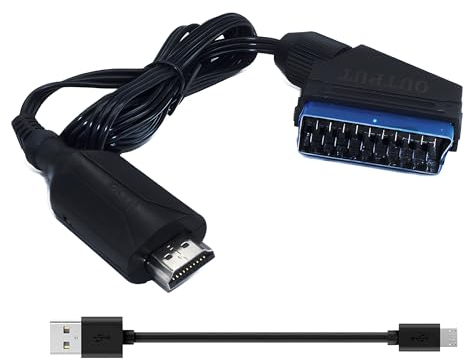 iHaospace HDMI Adapter auf Scart Adapter, HDMI zu Scart 1080P HD Video Audio Konverter PAL/NTSC für TV STB VHS DVD Blu-ray, Plug and Play