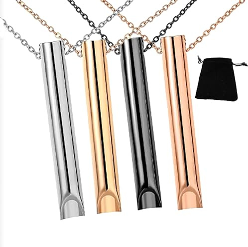 4 st ångestlindrande halsband, rostfritt stål rökavvänjning, andningshalsband för meditation, avkoppling, lugnande, personligt graverat halsband för present