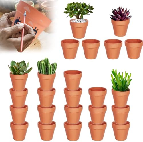 Abiemuce 24 PCS 4 x 4,5 cm Macetas de Terracota, Pequeñas Macetas de Barro, Mini Macetas de Barro de Terracota con Agujero de Drenaje, para Plantas para el Hogar y la Oficina