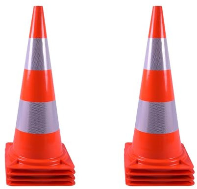 ZincOrange Pack de 8 Conos de Tráfico, Conos de Seguridad con Cinta Reflectante y Material PVC para Seguridad Vial, Estacionamiento, Entrenamiento Deportivo y Actividades al Aire Libre (75cm H)
