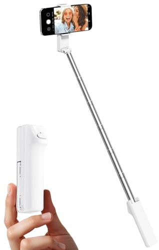 Viozon Portable Selfie Stick, Lightweight Extendable Stainless Steel Tube,All-in-One Compact Selfie Stick with Wireless Remote Compatible with 4-7 iPhone/Android Phones for Vlog/Travel/Filming, W