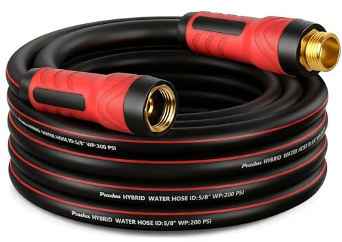 Garden Hose 25ft x 5/8, NON-EXPANDABLE Heavy Duty Premium Flexible Water Hose, No Kink, Leakproof, Lightweight Hybrid Hose with Male to Female Fittings for Household&Backyard