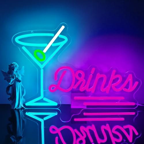 Cocktail Neon Schild für Wand Deko,Bar LED Neon Schild für Hintergrund,Drinks Wall Art Decor Geschenk für Bar Schlafzimmer Party Resturant Home,Geschenk für Männer Lady USB Powered（15.8*11）