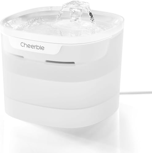 Cheerble Pumpless Cat Water Fountain for Drinking - Elfin E1 Lite - 2L Ultra Quiet Cat Fountain, Pet Water Fountain with MagDrive™ Tech, Activated Carbon Filter, Continuous Flow Mode, for Cat & Dog
