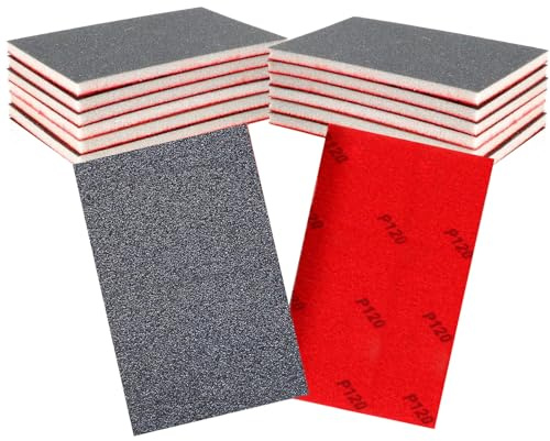 DAMIK 12 Pcs Sanding Sponges Kit: Wet Dry Flexible Sandpaper for Metal/Wood/Walls Polishing- 120-3000 Grit Washable and Reusable Sponge Pads for Window Sills, Architraves, Railings, Furniture