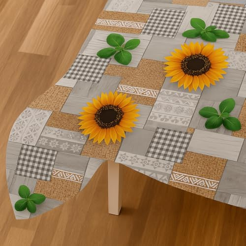 Galeone - Biancheria e Tessuti | Mollettone Tavolo Fantasia [ANTISCIVOLO, ANTIMACCHIA] Copritavolo Gommato | Mollettone - Antigraffio - Antiurto - Lavabile | Larghezza Innovativa 140X180 - Girasole